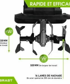 Motobineuse électrique 1050W - 16 Lames - 32cm – 22cm Profondeur De Travail - Accouplement Anti-blocage - Interrupteur De Sécurité - BRAST Motobineuse électrique 1000W + -Promos Motobineuse et accessoire Boutique 18316301 3