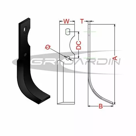RIBAS COUTEAU DE FRAISE MOTOBINEUSE VOLPINO, BRUMITAL, MOVICAM, Gauche 2 RIBAS COUTEAU DE FRAISE MOTOBINEUSE VOLPINO, BRUMITAL, MOVICAM, Gauche – Image 2