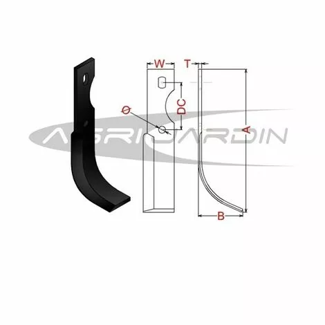 RIBAS COUTEAU DE FRAISE MOTOCULTEUR AGRIA, PIVA, GRILLO Gauche 2 RIBAS COUTEAU DE FRAISE MOTOCULTEUR AGRIA, PIVA, GRILLO Gauche – Image 2