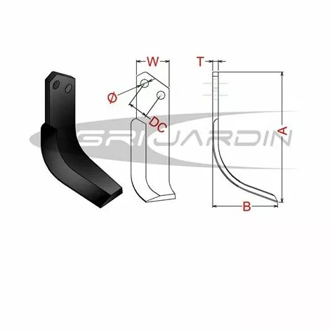 RIBAS COUTEAU DE FRAISE POUR MOTOCULTEUR GRILLO Gauche 2 RIBAS COUTEAU DE FRAISE POUR MOTOCULTEUR GRILLO Gauche â Image 2