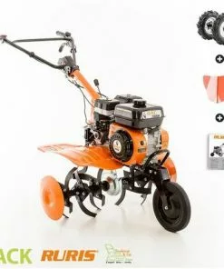 Motobineuse Thermique 208cc 6 Fraises Vitesses 2AV -1AR Roues Agraires Et Butteur Ruris DAC 7000 - Orange