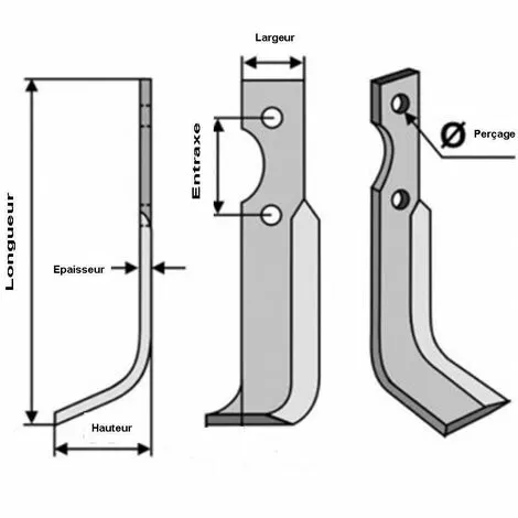 72465733750 - Couteau De Fraise Droit Pour Motobineuse HONDA 2 72465733750 - Couteau De Fraise Droit Pour Motobineuse HONDA – Image 2