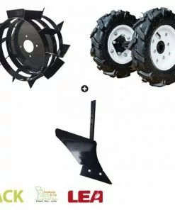 Pack Charrue Monosoc, Roues Agraires Et Fer LEA Pour Motobineuse Et Motoculteur Toutes Marques - Noir