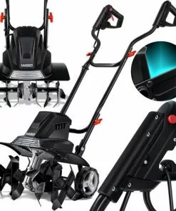 MASKO® Motobineuse électrique 1 500 watts | 40 cm De Largeur De Travail, 20 cm De Profondeur De Travail | Bineuse | Motoculteur à Fraise | Cultivateur | Fraiseuse De Jardin | Bineuse électrique | Poignée Pliable | Corps Métallique, Le Noir