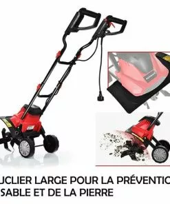 GOPLUS 1200W Motobineuse ?lectrique, Motoculteur Puissante Avec Interrupteur à Double Sécurité, Profondeur De Travail Avec Roue Pour Jardinage Et Cultivateur (1200W 4 Lames) -Promos Motobineuse et accessoire Boutique 51039256 4