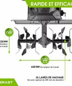 Motobineuse électrique 1200W - 24 Lames/6 Fraises - 40cm – 22cm Profondeur De Travail - Accouplement Anti-blocage - Interrupteur De Sécurité - BRAST 7 Motobineuse électrique 1200W - 24 Lames/6 Fraises - 40cm – 22cm Profondeur De Travail - Accouplement Anti-blocage - Interrupteur De Sécurité - BRAST -Promos Motobineuse et accessoire Boutique 54234373 3