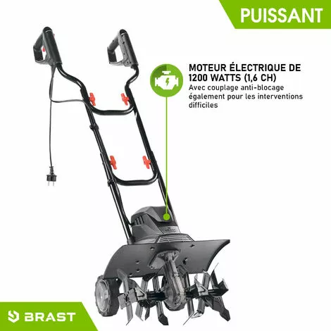 Motobineuse électrique 1200W - 24 Lames/6 Fraises - 40cm – 22cm Profondeur De Travail - Accouplement Anti-blocage - Interrupteur De Sécurité - BRAST 5 Motobineuse électrique 1200W - 24 Lames/6 Fraises - 40cm – 22cm Profondeur De Travail - Accouplement Anti-blocage - Interrupteur De Sécurité - BRAST – Image 5