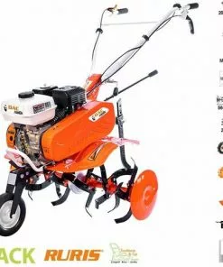 Motobineuse Thermique 7 Cv 6 Fraises Vitesses 2AV -1AR Roues Agraires Et Métalliques Charrue Ruris DAC 7000K - Orange